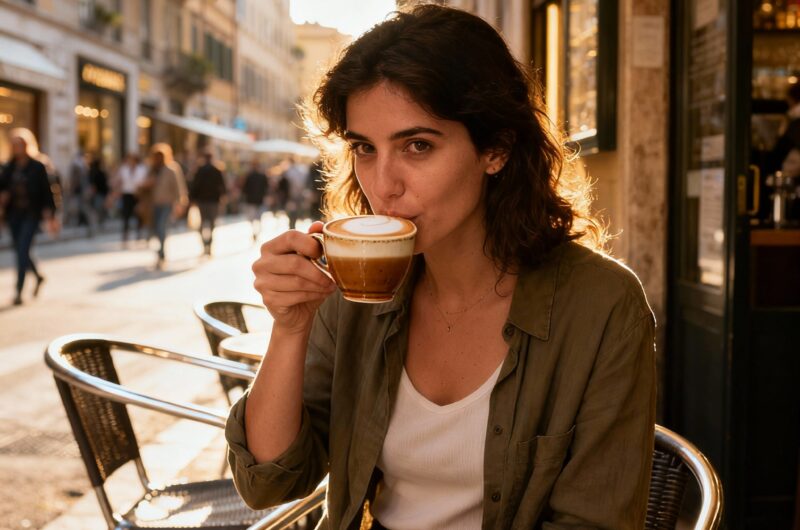 italian drinking coffee