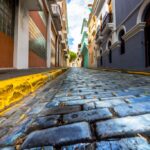 old san juan blue cobblestone streets
